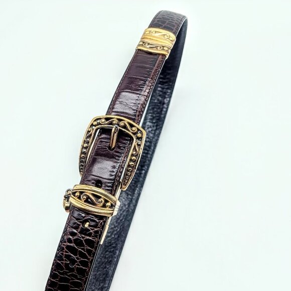 Vintage Brighton Oxblood Leather Croco Embossed Belt main image 6